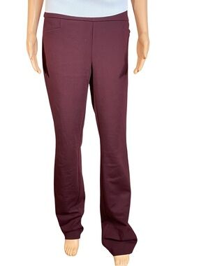 7th Ave Design Studio Burgundy Dress Pants High Rise Stretch Pull On SZ Med Tall